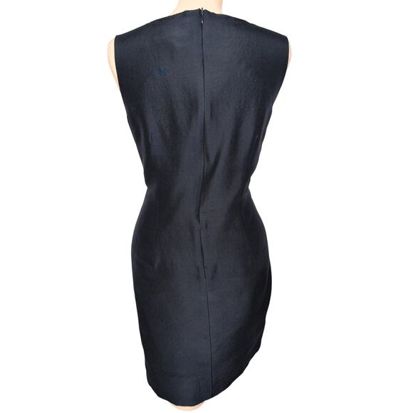 Silk Embroidered Sheath Dress 10 Old Money Preppy Classic Minimalist Rosette - Picture 2 of 5